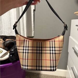 Tan and Black Check Shoulder Bag